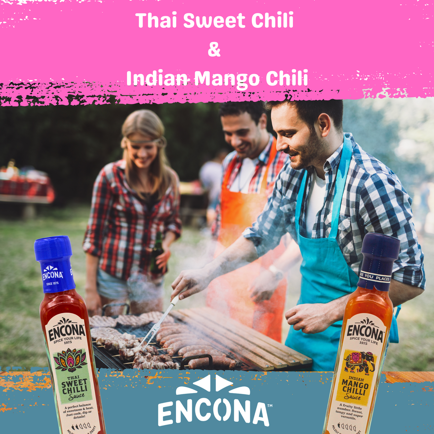 Encona Indian Mango Chilli Sauce 142 ml and Encona Thai Sweet Chilli Sauce 142 ml