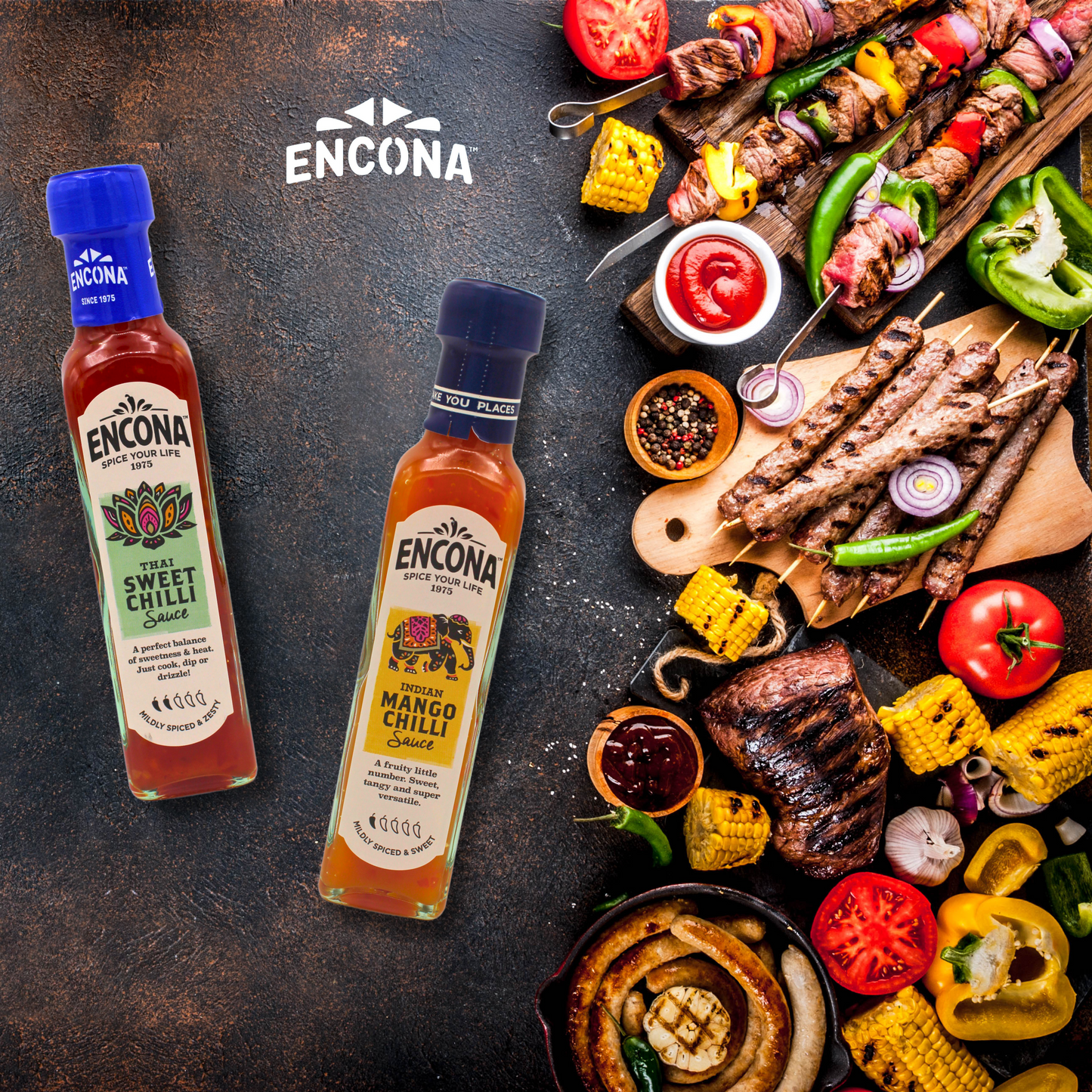 Encona Indian Mango Chilli Sauce 142 ml and Encona Thai Sweet Chilli Sauce 142 ml
