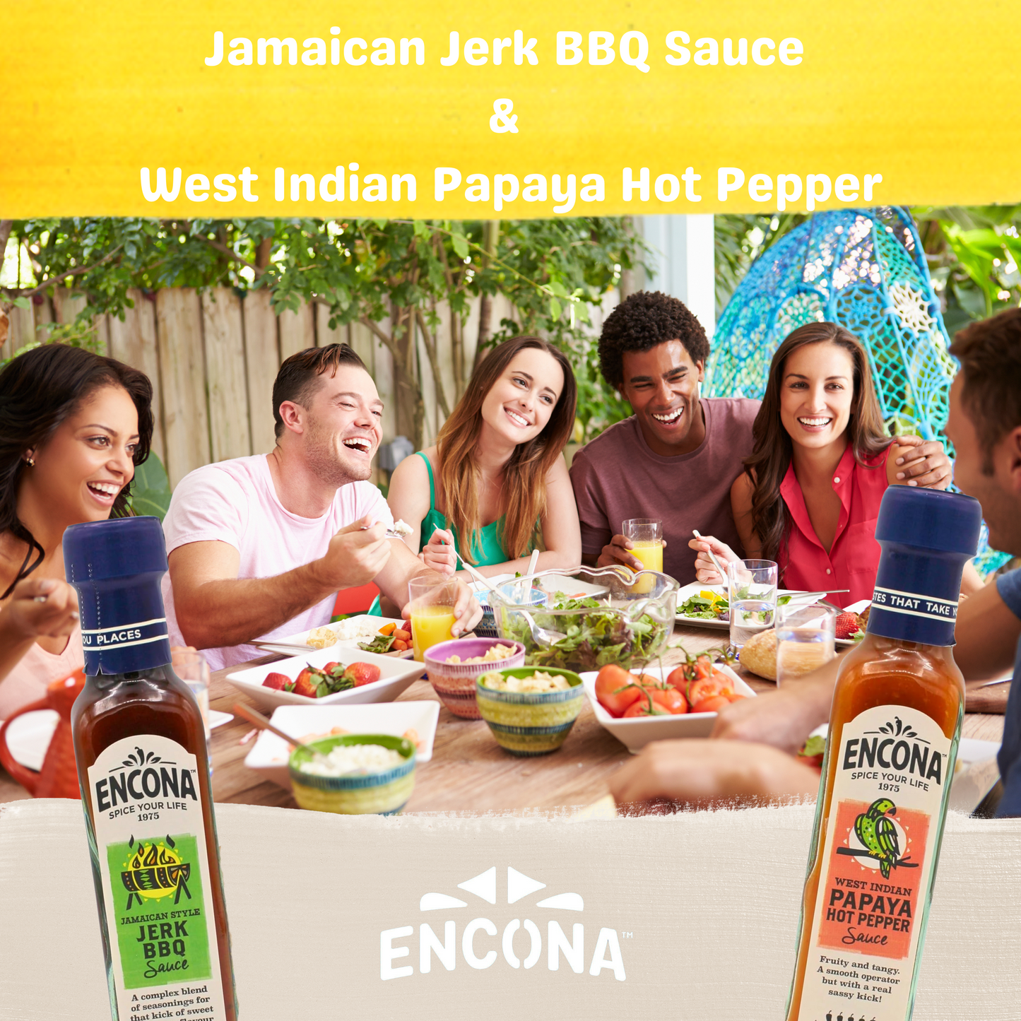 Encona Jamaican Style Jerk BBQ Sauce 142ml and Encona West Indian Papaya Hot Pepper Sauce 142ml