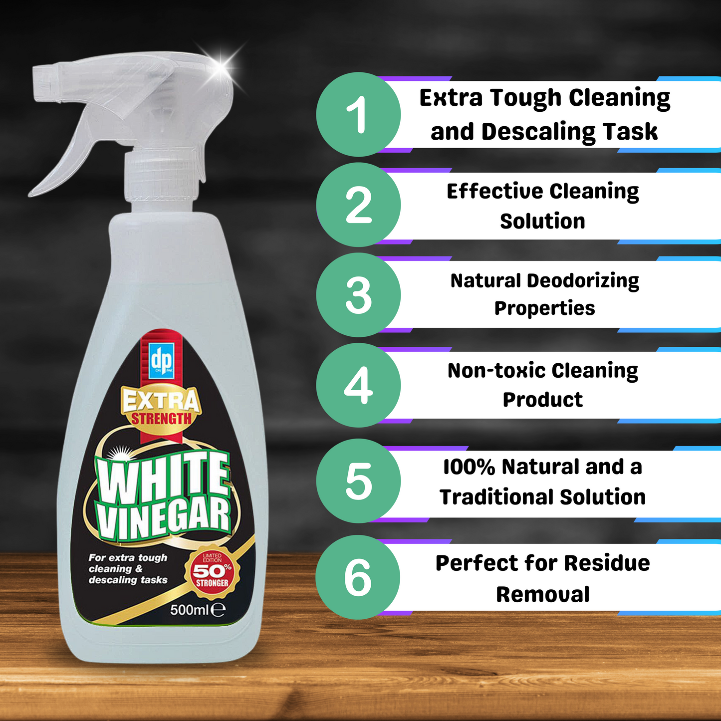 Dri Pak White Vinegar Spray Extra Strength 500 ml with Multi-function Scraper Tool