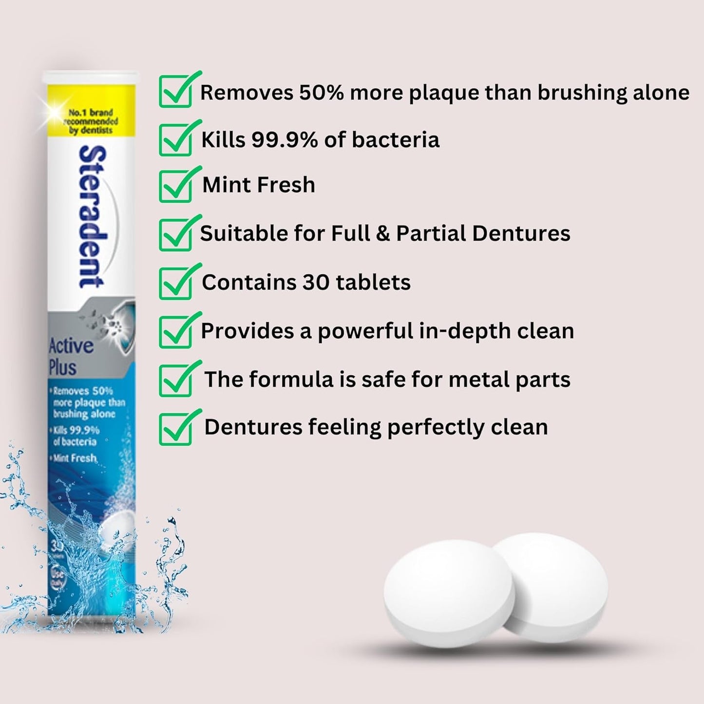 Fixodent Denture Adhesive Cream, Steradent Denture Cleaning Tablets with Wisdom Denture Box and Wisdom Denture Brush