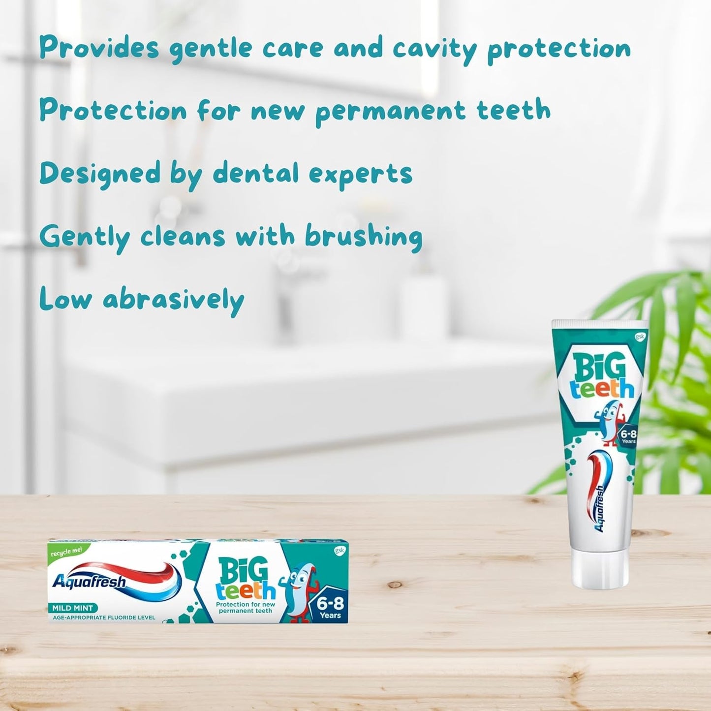 Aquafresh Big Teeth 6-8 Years 50ml (Pack of 3) and Aquafresh Kids Toothbrushes (Pack of 3)