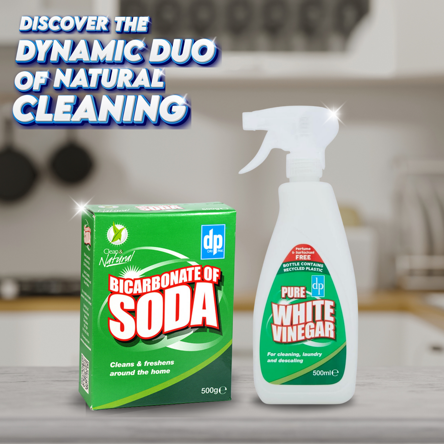 Dri Pak Bicarbonate of Soda 500g and Dri Pak White Vinegar Spray 500ml