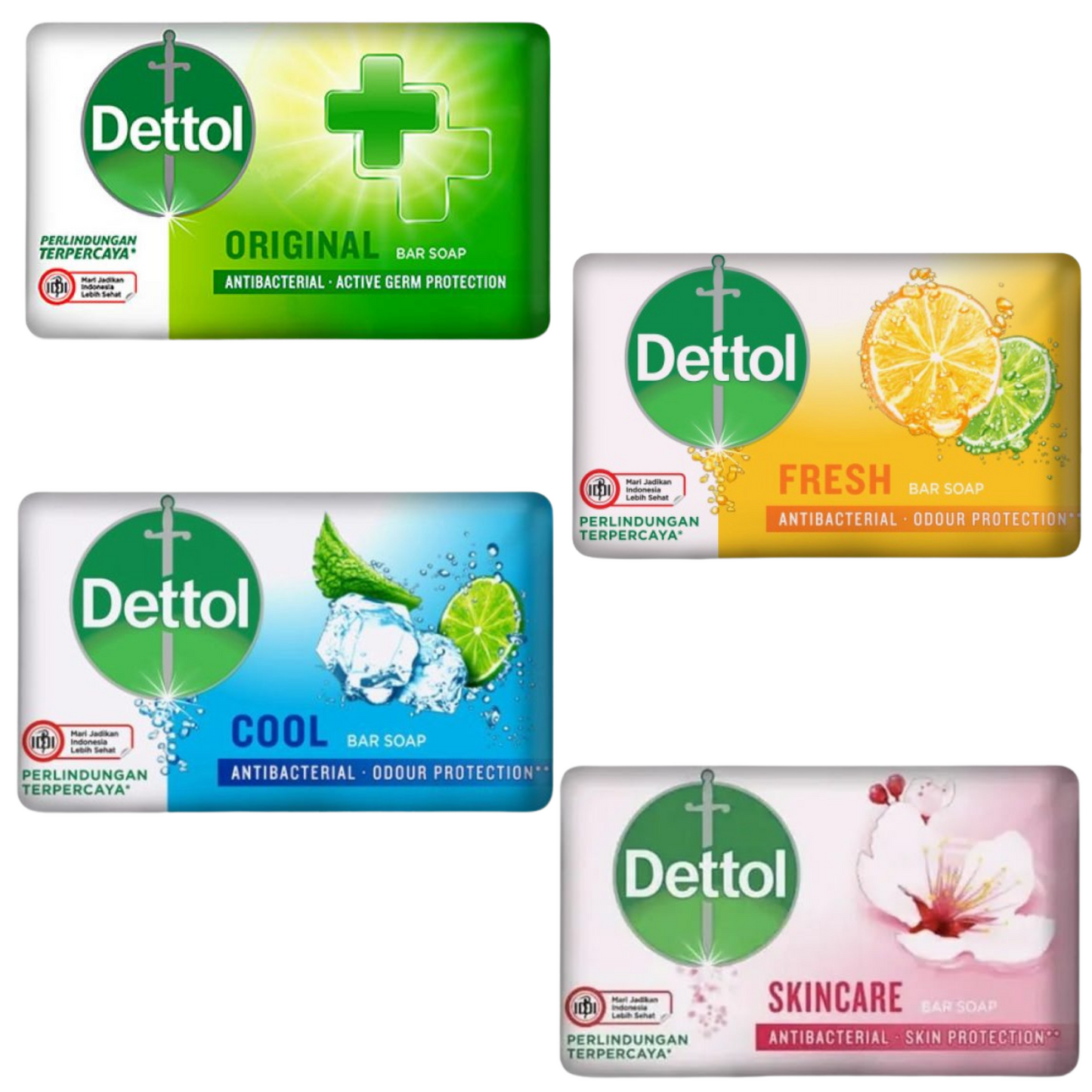 Dettol Antibacterial Soap Bars (Original, Skincare, Cool and Fresh) 60g Each