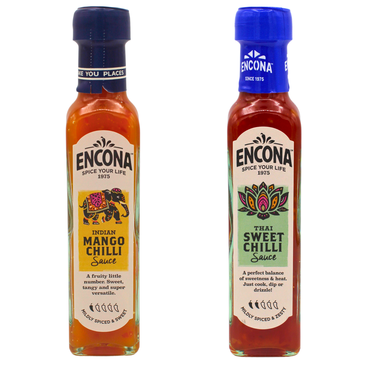 Encona Indian Mango Chilli Sauce 142 ml and Encona Thai Sweet Chilli Sauce 142 ml