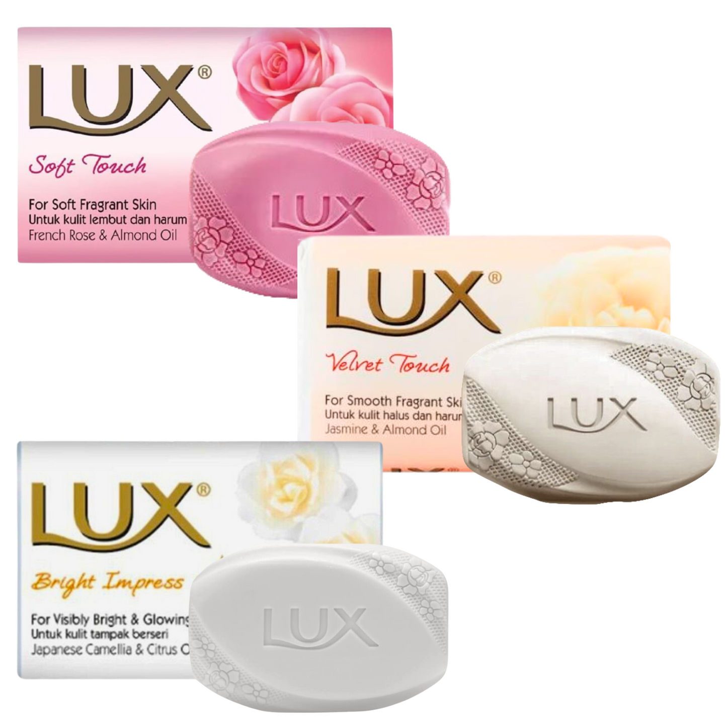 Lux Beauty Bars Soap (Bright Impress, Soft Touch, Velvet Touch) 80g Each