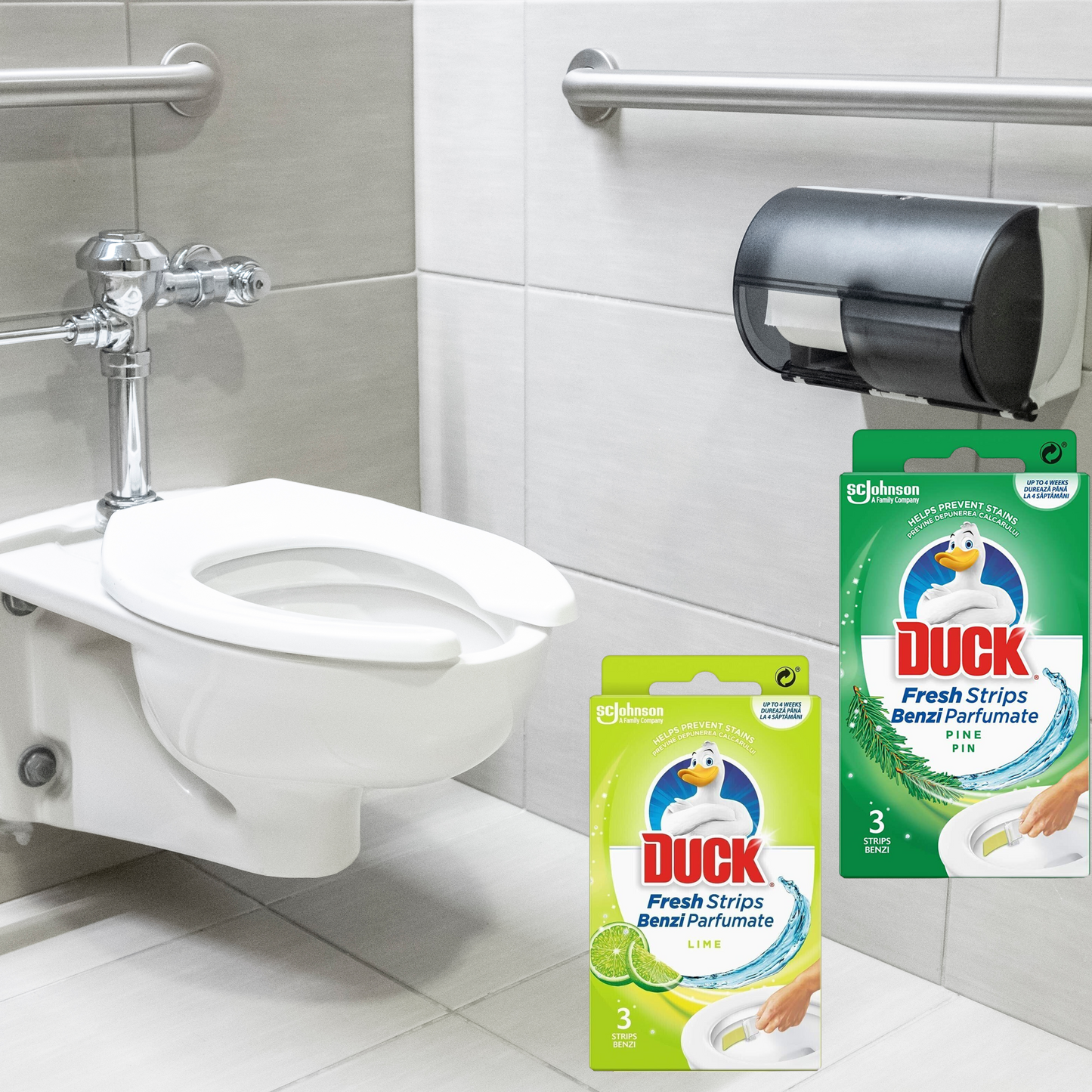 Duck Fresh Brush Refills (2 packs of 12 pads) and Duck Toilet Strips (3 Pine and 3 Lime)