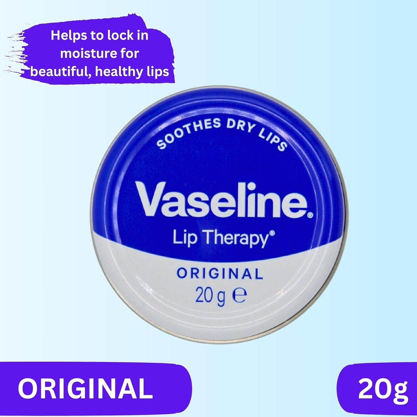 Vaseline Lip Balm Set - Original, Rosy Lips, Cocoa Butter and Aloe (20g each)