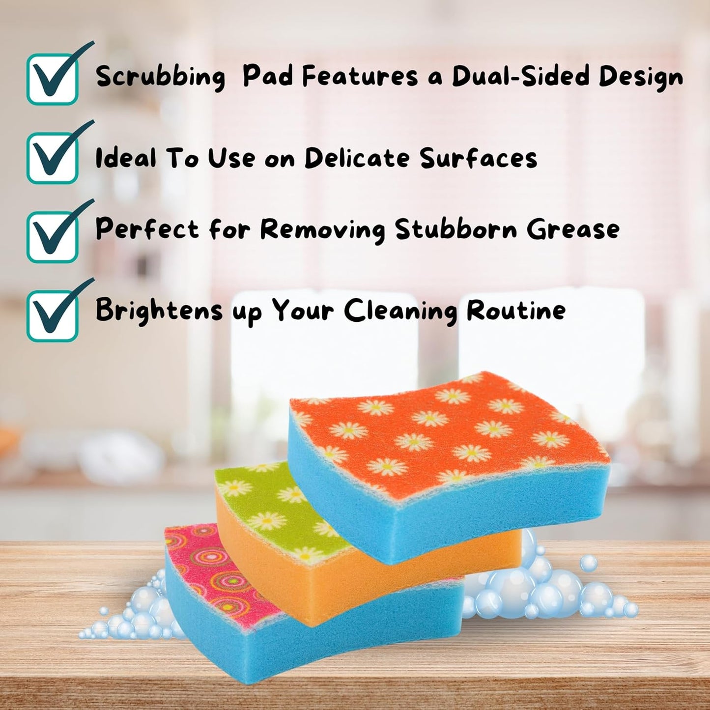 Fairy Washing Up Liquid 640ml and Non Scratch Cleaning Sponges (Pack of 3)