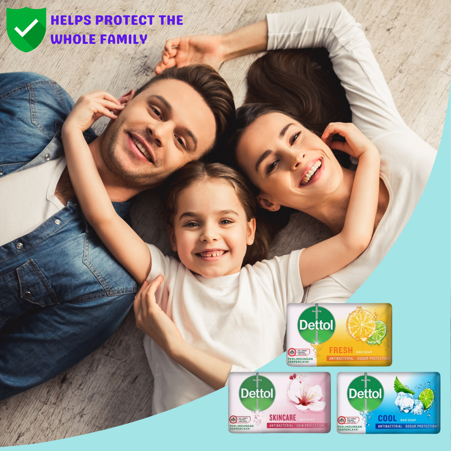 Dettol Antibacterial Soap Bar Selection (2x Fresh, 2x Cool, and 2 x Skincare) 60g Each
